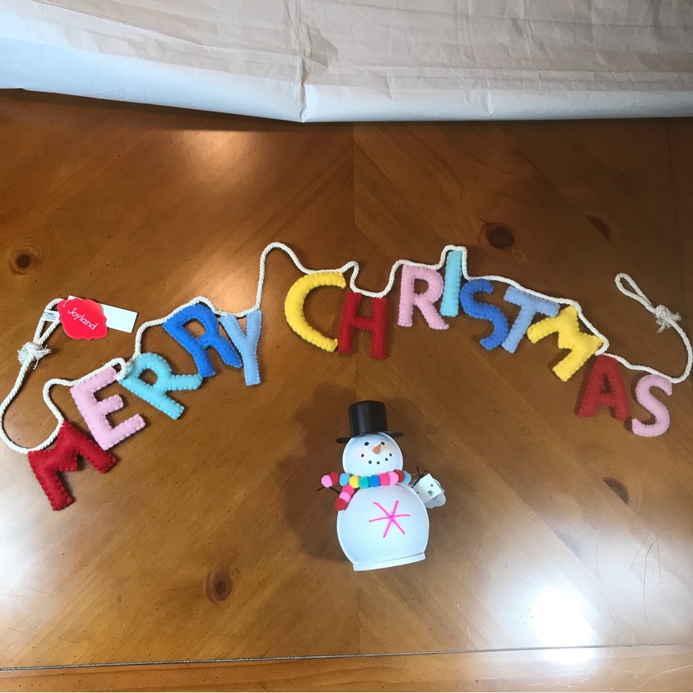 Brightly Colored Christmas Banner & Snowman